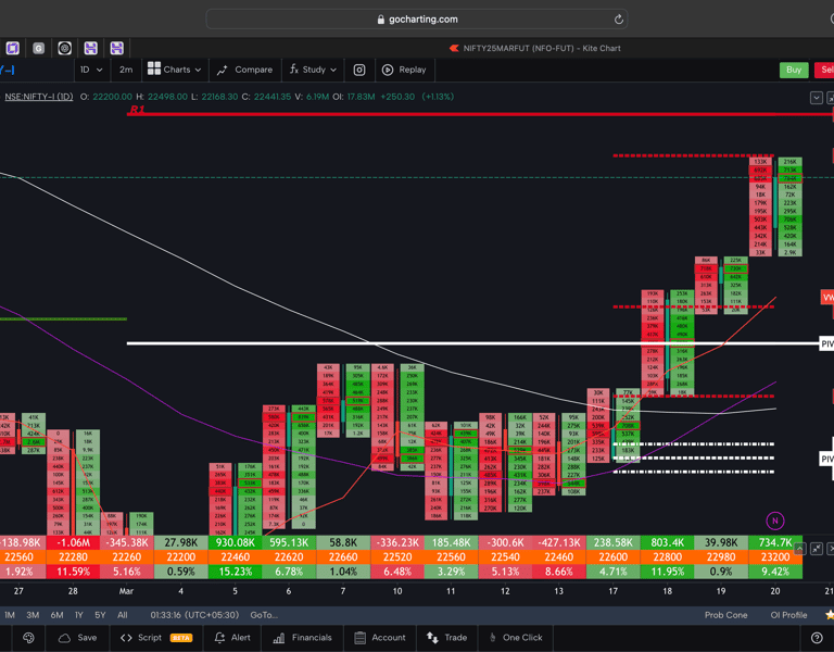 Nifty 50 Future - daily Timeframe  order-flow Chart Showing Market Trends  for Today Market 