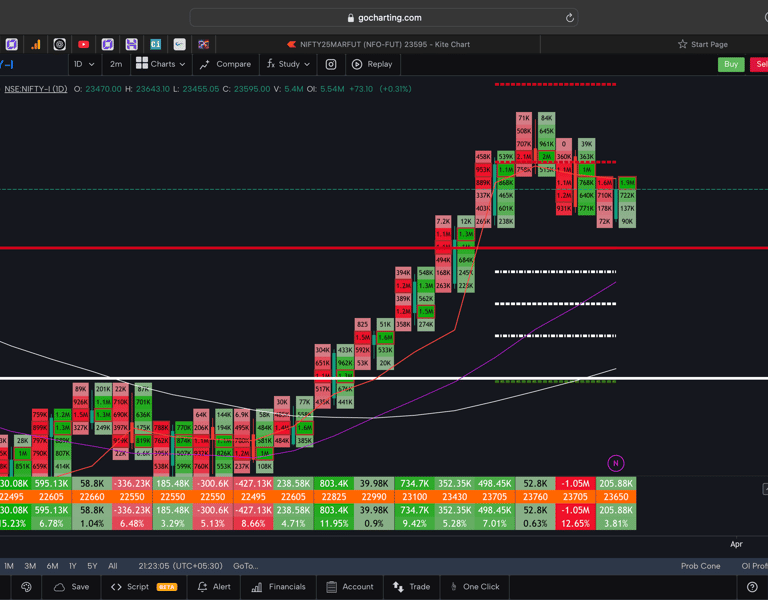 Nifty 50 Future - daily Timeframe  order-flow Chart Showing Market Trends  for Today Market 