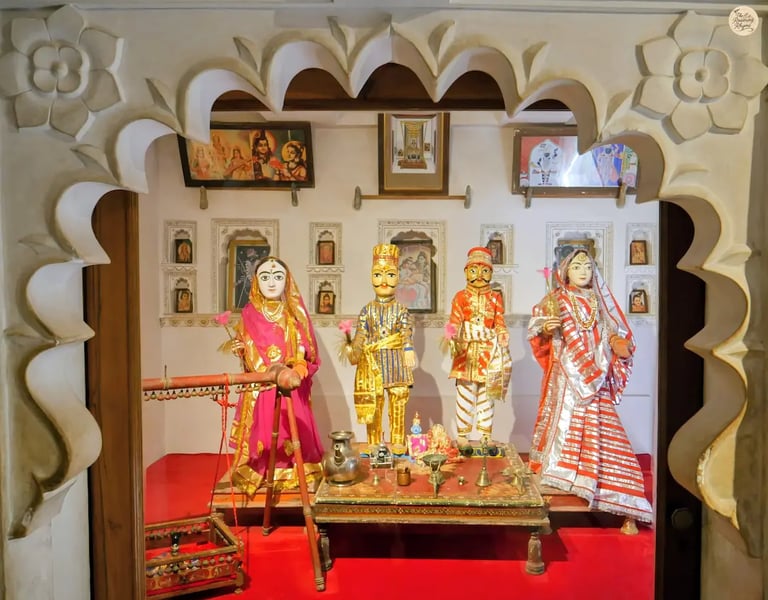 Gangaur festival idols on display at Zenana Mahal, Udaipur City Palace.