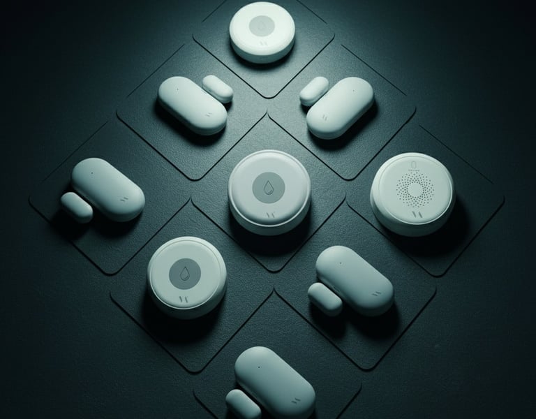 VAutomate smart sensors placed flat. showing the rich sensor collection