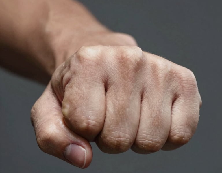 a man riding a skateboard down a street next to tall buildings