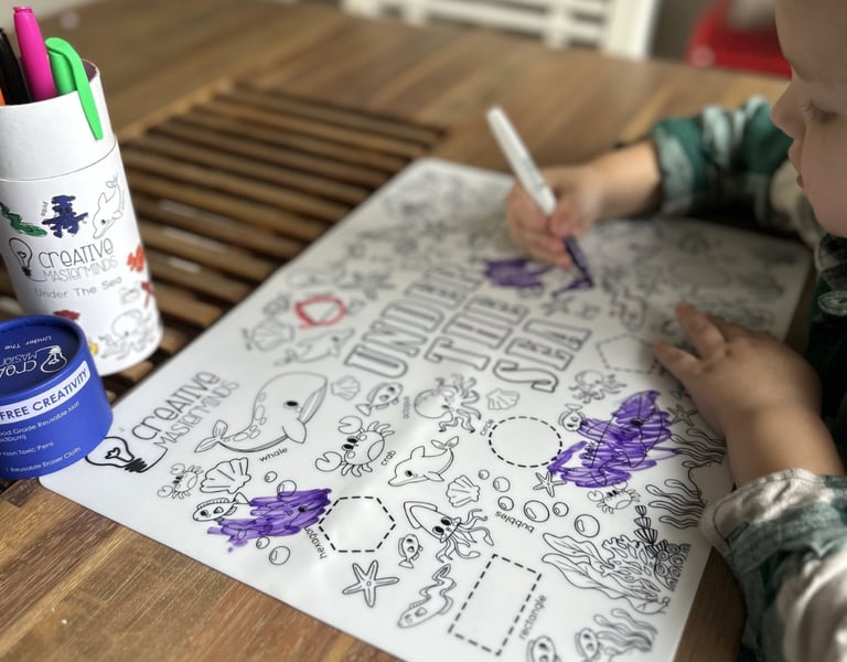 Scribbly Kids reusable drawing mats for toddlers promoting mess-free play and early learning
