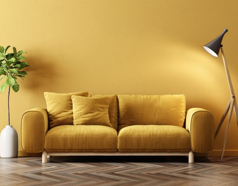 Warm yellow painted living room