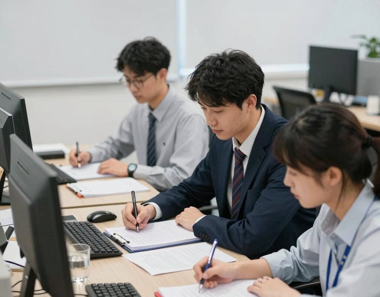 a man riding a skateboard down a street next to tall buildings
