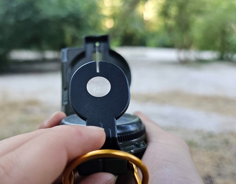 a person holding a compass