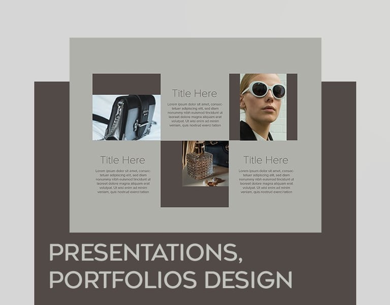 Presentation design case study showing a template with a structured layout for slides and visuals.