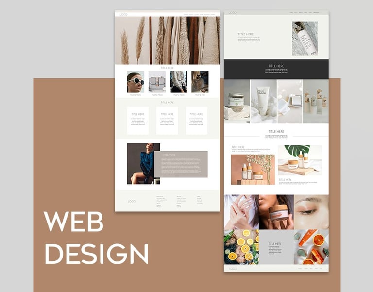 Web design case study showing two templates with clean, modern layouts for responsive websites.