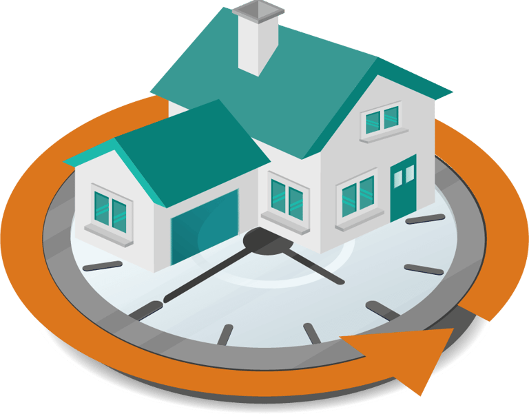 A house on a watch giving the feeling of reverse time