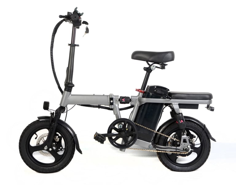 a folding bike with a seat and a seat