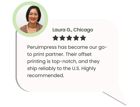 Business owner from Chicago holding offset printed brochures made by Peruimpress