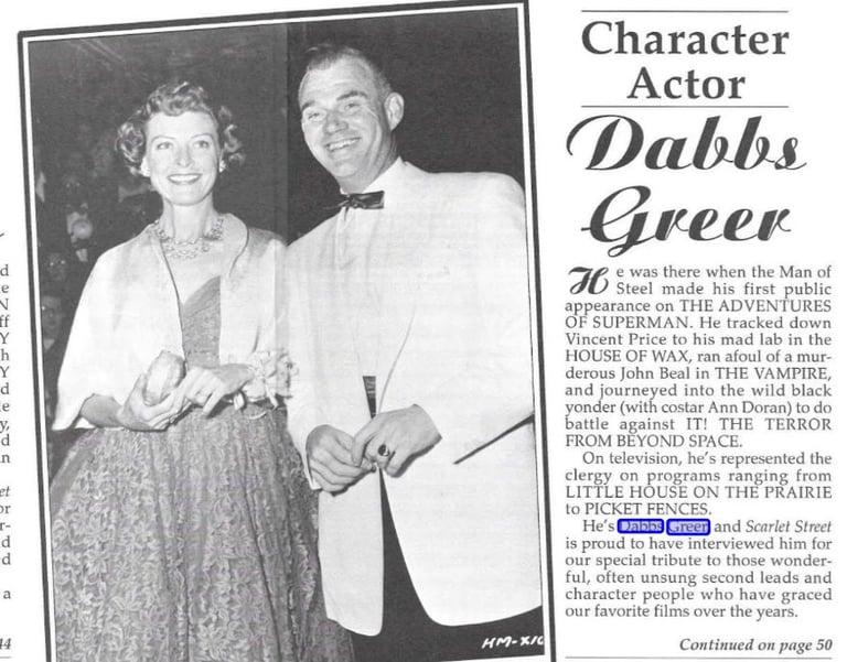 Dabbs Greer interview in scarlet street 1995 page 43