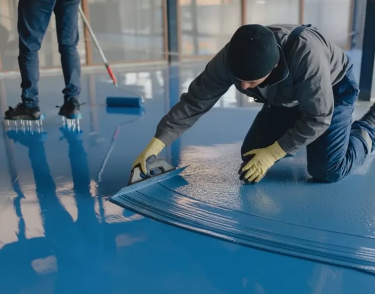 Blue epoxy non-slip floor coating