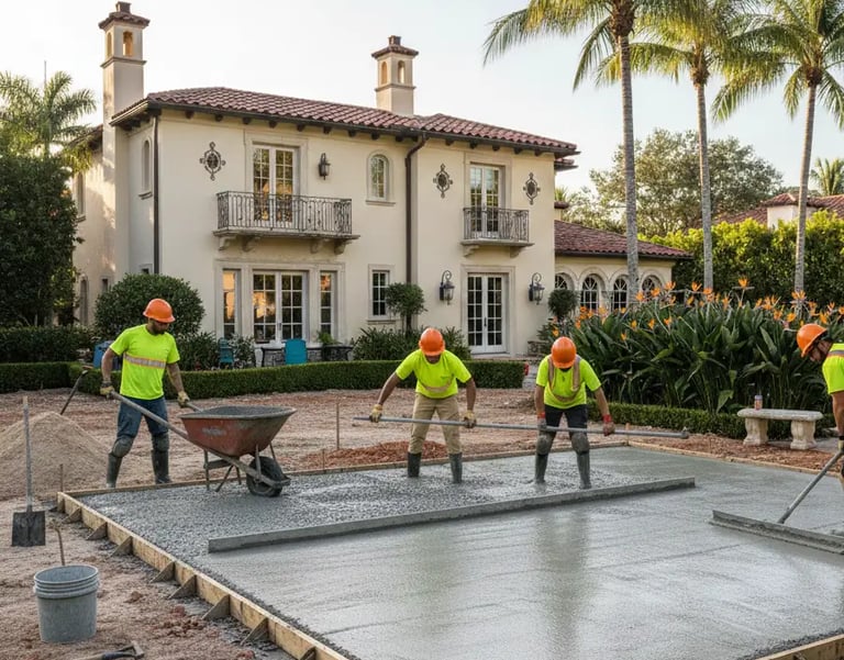 Coral Gables home concrete patio installation