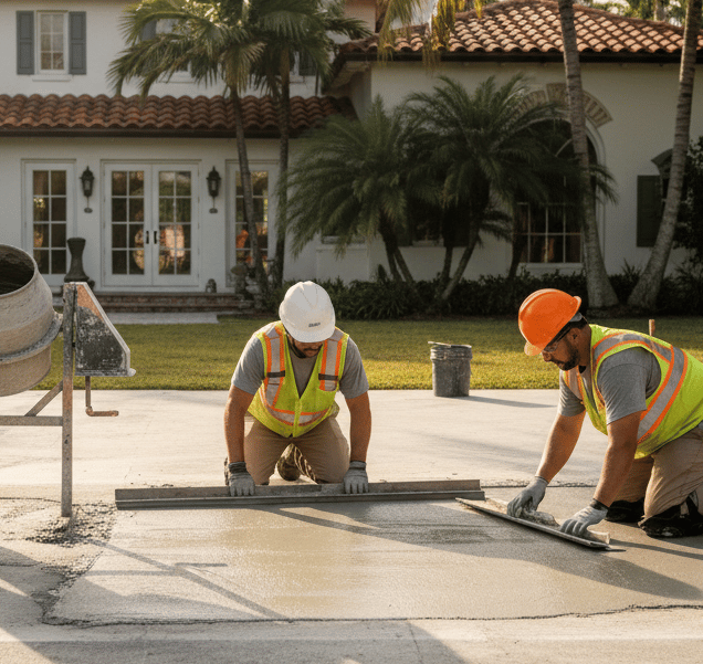 Concrete repair & resurfacing work in Coral Gables home