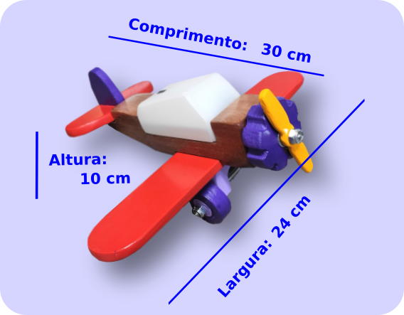 Abajur Infantil de Madeira Aviãozinho, dimensões