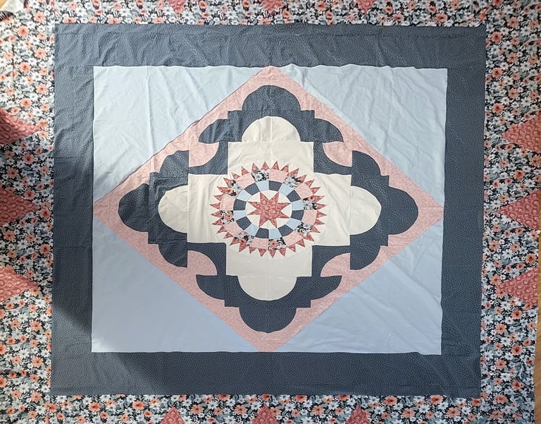 Handmade quilt recreated from a photo of a family heirloom quilt.