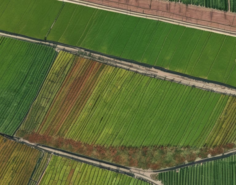 Drone DJI Matrice 3 flying over a lush green agricultural field capturing multispectral data.
