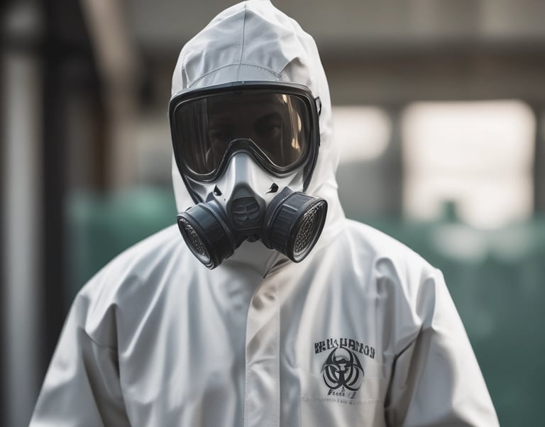 woman in personal protective equipment wearing white face mask
