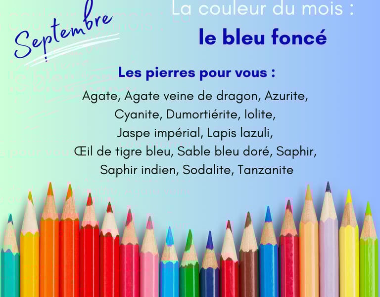Les pierres bleu foncé de septembre Les Couleurs de Lo
