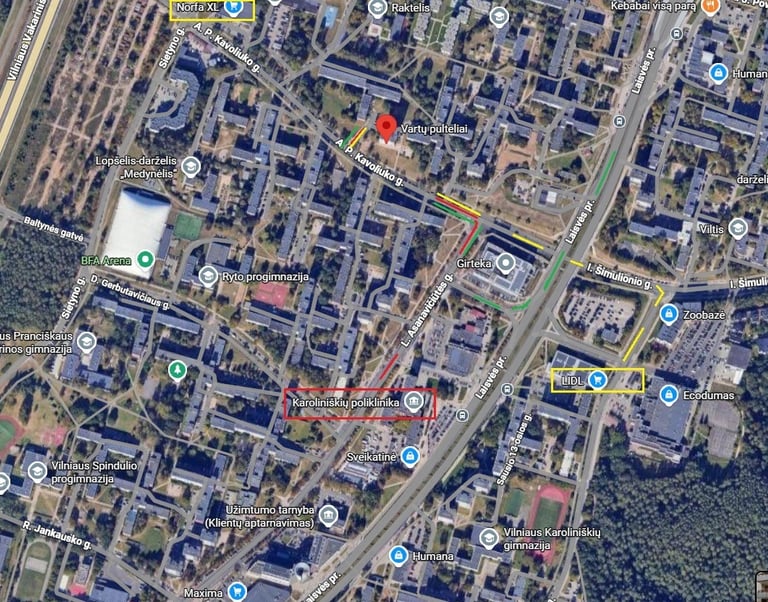 Kaip rasti vartų pultelių centrą adresu Kavolyuko g. 20