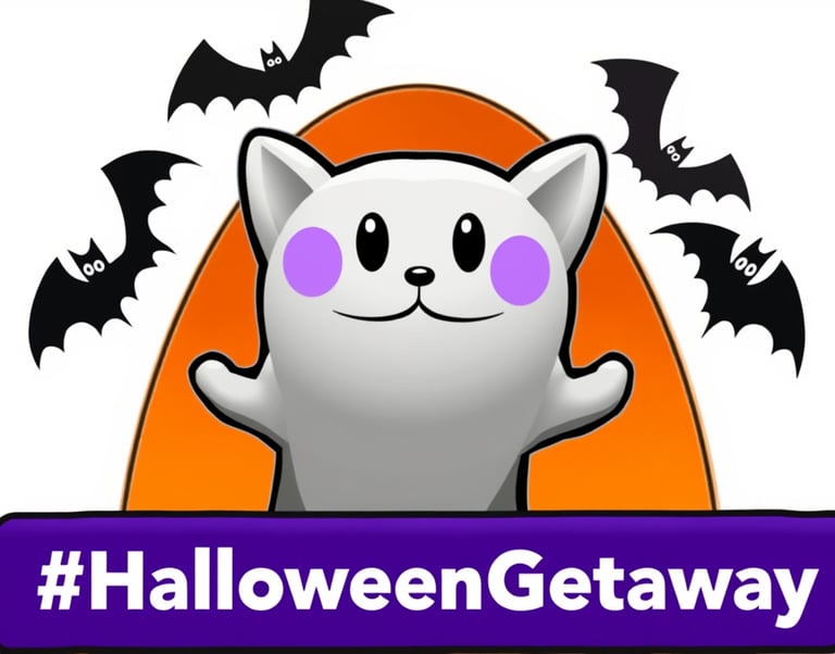 a white cat with purple eyes and purple eyes, with bats