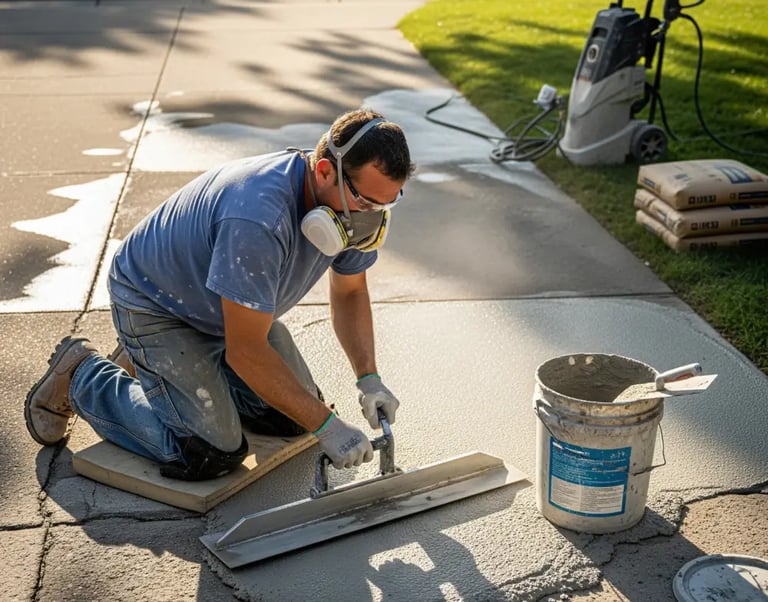 a man doing a concrete resurfacing service