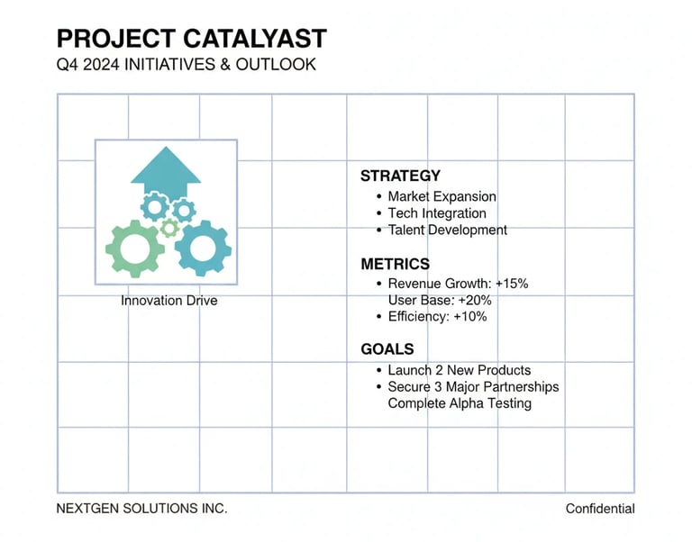 Pitch deck layout example using a 12-column grid system with consistent alignment and spacing.