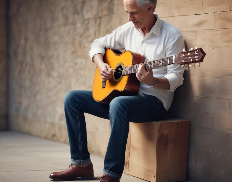 A serene morning scene with a person practicing yoga in a sunlit park.