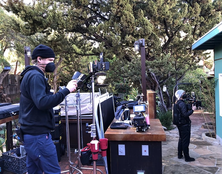 Camera crew shooting video at Talbotics workshop.