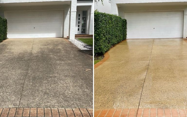 Driveway pressure washing in Port Richey, FL—removing oil stains, tire marks, and years of grime