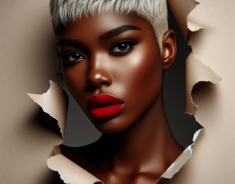 Black woman with blonde pixie cut breaking through with determined expression