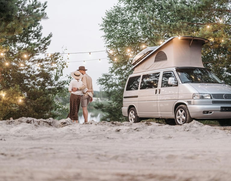 campervan parked by a lakeside, perfect for vanlife adventures