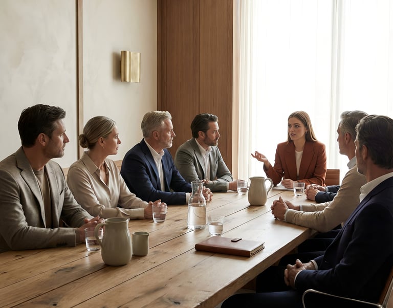 Board meeting with brand executive.