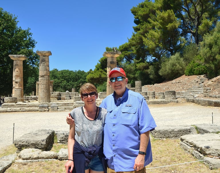 Lady and The Pirate visit Olympia, Greece, site of the first Olympic games