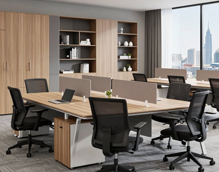 a conference room with a large table and chairs