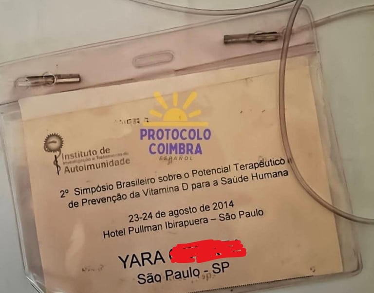 Credencial de participante en el Simposio Brasileño sobre vitamina D, en São Paulo 2014.