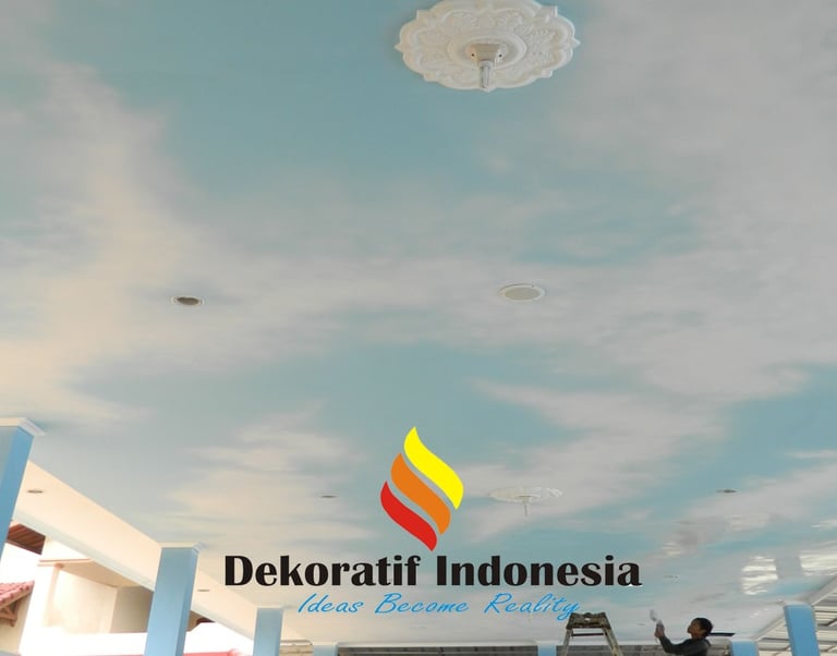 Jasa Cat Plafon Motif Awan Per M2