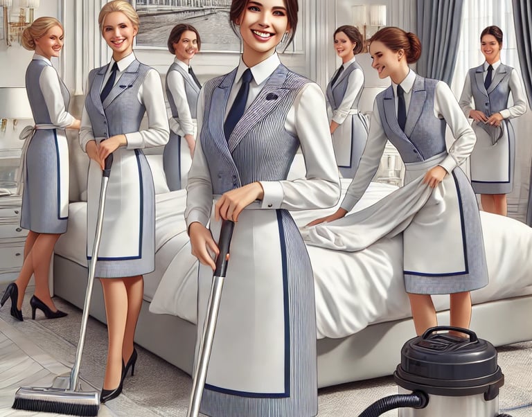 femme de ménage uniforme dans un chambre 
