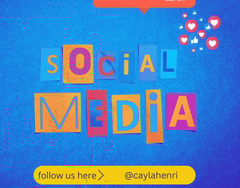 Cayla Henri: a social media banner with social media icons