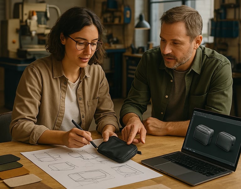a man and woman sitting at a table with a laptop
