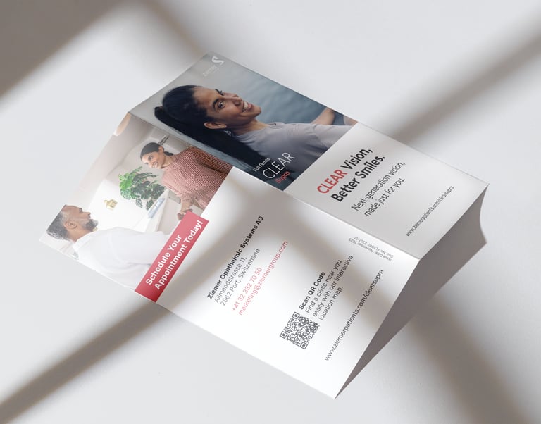 Patientenflyer für die Sehkorrektur mit CLEAR von Ziemer.