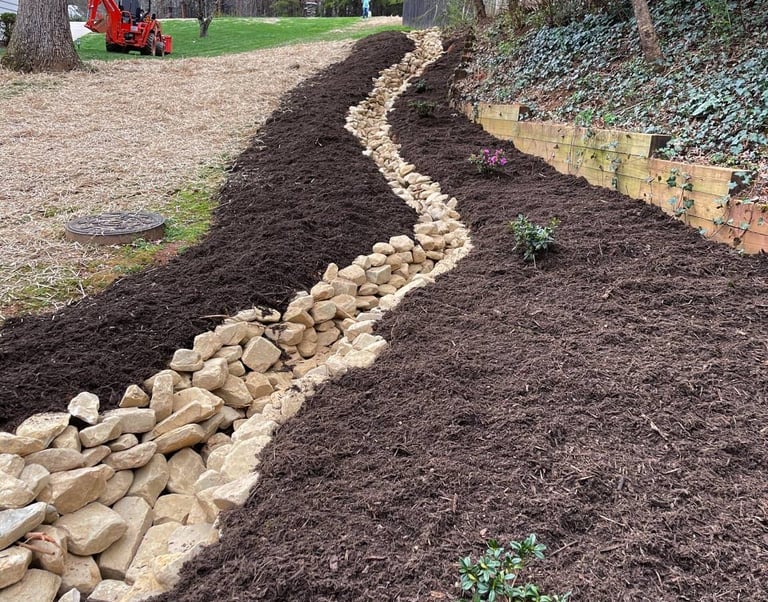 River Rock Drainage and Mulch