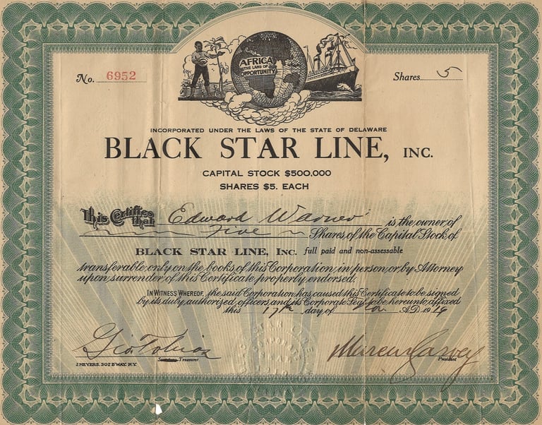 Black Star Liner share certificate