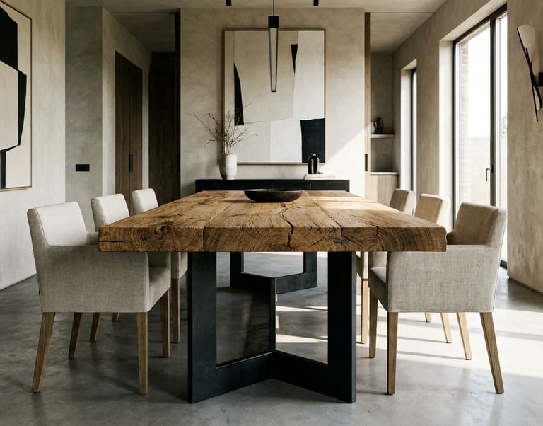 Mesa de comedor de acero y madera para reuniones, Murcia