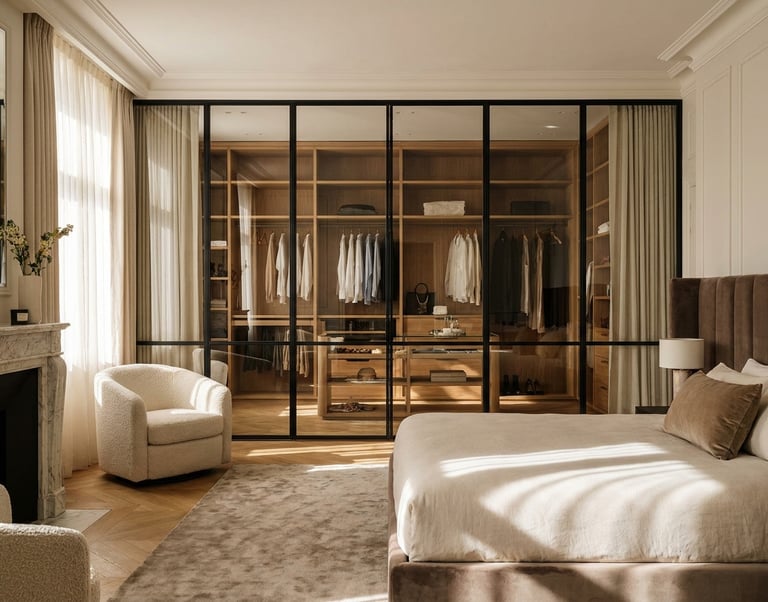 Cerramiento de cristal y acero en vestidor de diseño, Murcia