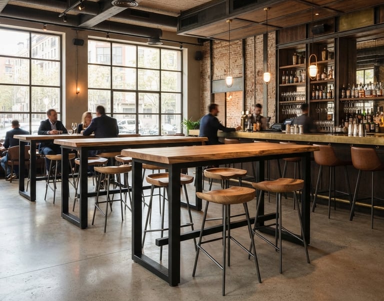 Mesas y taburetes industriales para restaurante, Murcia