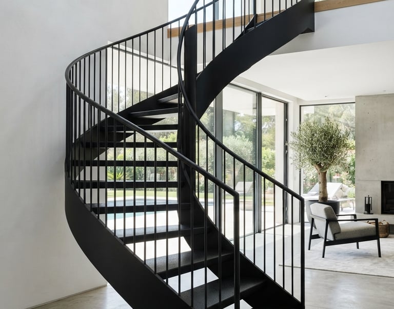 Escalera de caracol metálica de diseño en interior, Murcia