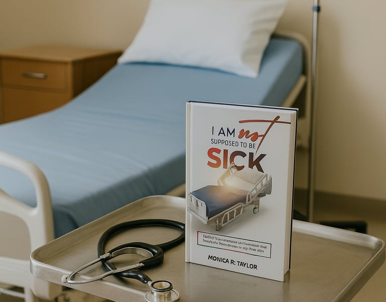 a hospital bed with a book on healing and a stethoscope