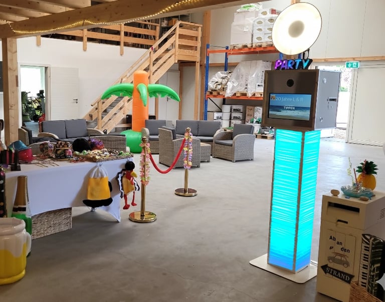Aufbau der Fotobox bei L & R zum Jubiläum
