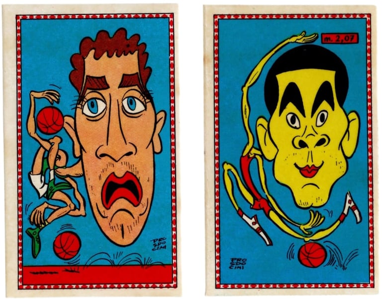 1969 Panini Campioni Dello Sport Vignetta Autoadesiva Illustrated basketball stickers